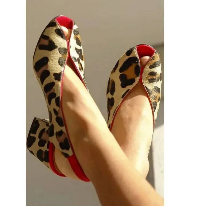 Men Shoes On - Sandal Wanita Motif Leopard Peep Toe