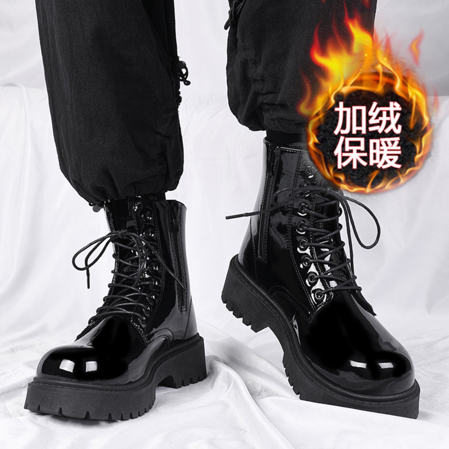 Men Shoes Ecco - Sepatu bot pria berbulu hangat, berpotongan