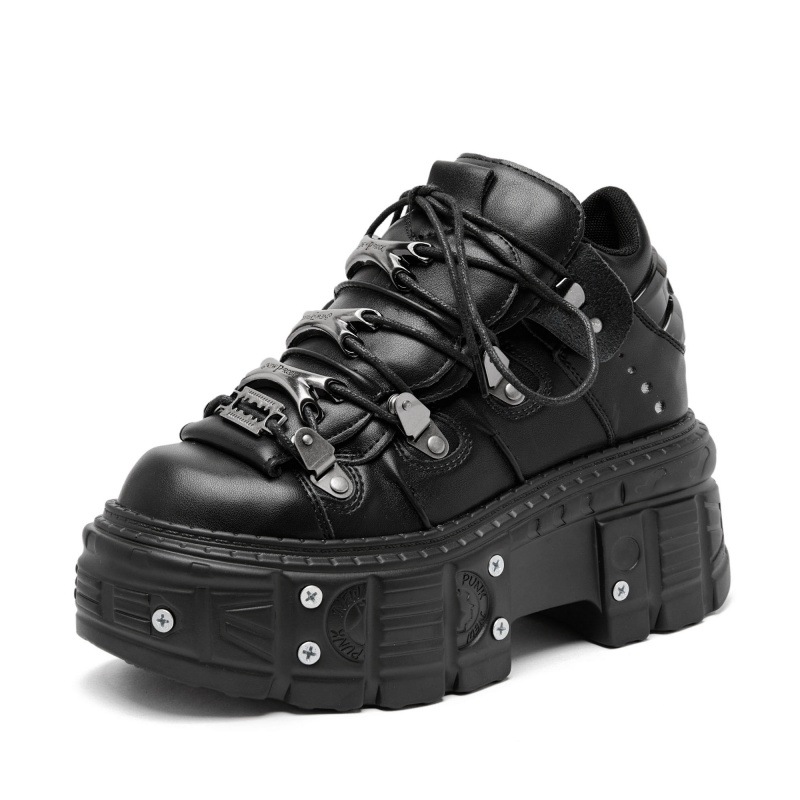 Men Shoes H&M - Sepatu Wanita Gaya Punk, Warna Hitam,
