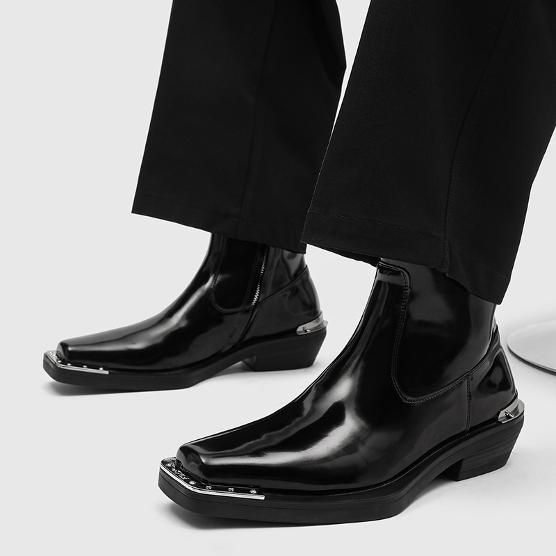 Men Shoes Brands - Sepatu bot Chelsea punk rock kulit