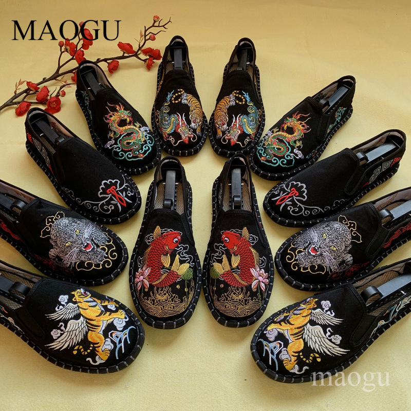 Men Shoes Ecco - Sepatu Slip-On Bordir Gaya Cina Unisex,