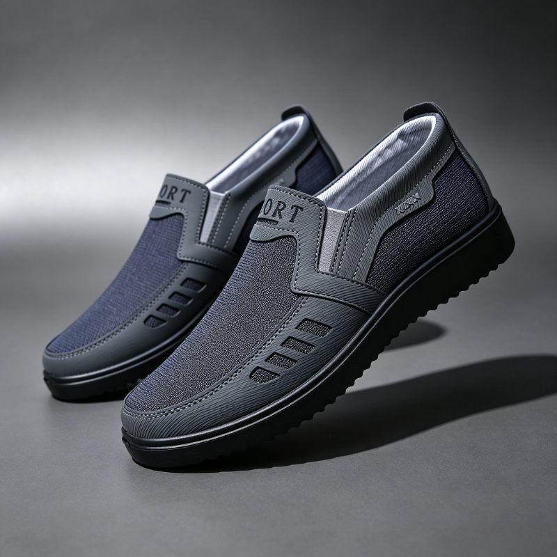 Men Shoes Ecco - Sepatu Loafer Kanvas Slip-On Pria, Nyaman