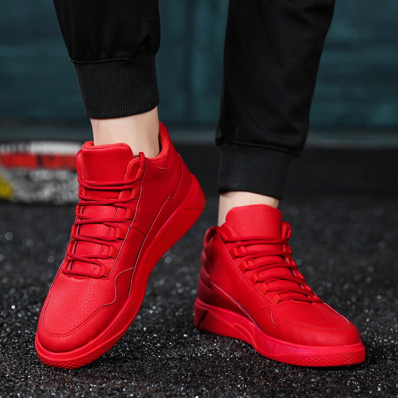 Sepatu Skate Kulit Merah High- - Men'S Shoes Grip ulasan dan harga