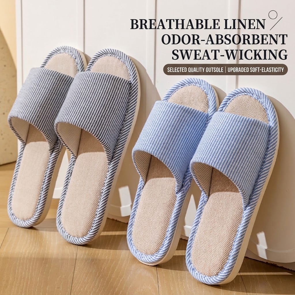 Sandal Linen Rami Bernapas unt - Men'S Shoes Slip On ulasan dan harga
